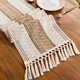 nordic Cotton Linen Color Block Knotted Tassel Table Runner