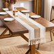 nordic Cotton Linen Color Block Knotted Tassel Table Runner