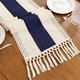 nordic Cotton Linen Color Block Knotted Tassel Table Runner