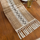 nordic Cotton Linen Color Block Knotted Tassel Table Runner