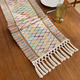nordic Cotton Linen Color Block Knotted Tassel Table Runner