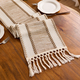 nordic Cotton Linen Color Block Knotted Tassel Table Runner