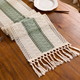 nordic Cotton Linen Color Block Knotted Tassel Table Runner