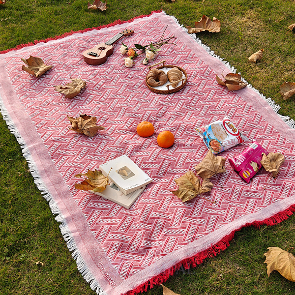 cotton Yarn Woven Outdoor Picnic Blanket Moisture-Proof Camping Mat