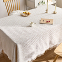 french Cream Cotton Linen Tablecloth Rectangular Dining Table Cover