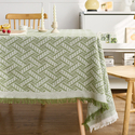 french Cream Cotton Linen Tablecloth Rectangular Dining Table Cover
