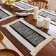 cotton Linen Woven Table Runner With Tassels