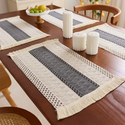 cotton Linen Woven Table Runner With Tassels