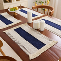 cotton Linen Woven Table Runner With Tassels