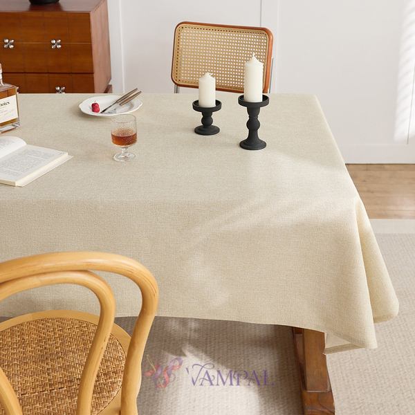 cotton Linen Style Solid Color Rectangular Tablecloth