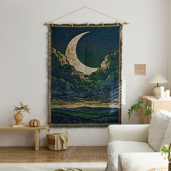 retro Star Moon Cloud Hanging Cotton Tapestry