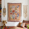 nordic Sun Totem Cotton Wall Hanging Tapestry With Tassels