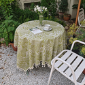 french Cotton Linen Tablecloth Plant Print Decorative Dining Mat