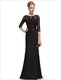 Abschlussballkleid mit langen Ärmeln und Illusions-Ausschnitt sowie Spitzenoberteil