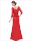 Abschlussballkleid mit langen Ärmeln und Illusions-Ausschnitt sowie Spitzenoberteil
