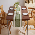 sage Green Cotton Linen Table Runner With Tassels And Knots
