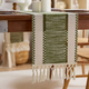 sage Green Cotton Linen Table Runner With Tassels And Knots