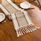 sage Green Cotton Linen Table Runner With Tassels And Knots