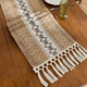 sage Green Cotton Linen Table Runner With Tassels And Knots