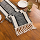 sage Green Cotton Linen Table Runner With Tassels And Knots