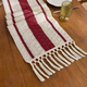 sage Green Cotton Linen Table Runner With Tassels And Knots