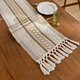 sage Green Cotton Linen Table Runner With Tassels And Knots