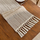 sage Green Cotton Linen Table Runner With Tassels And Knots