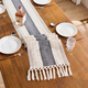 sage Green Cotton Linen Table Runner With Tassels And Knots