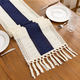sage Green Cotton Linen Table Runner With Tassels And Knots
