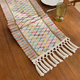 sage Green Cotton Linen Table Runner With Tassels And Knots