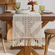 cream Rice Stitch Woven Table Runner With Tassels