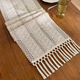cream Rice Stitch Woven Table Runner With Tassels