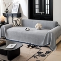 waffle Cotton Sofa Cover With Tassels Full Wrap