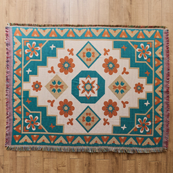 Floral Geometry Green Orange