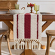 sage Green Cotton Table Runner With Tassels