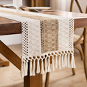 sage Green Cotton Table Runner With Tassels