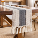 sage Green Cotton Table Runner With Tassels
