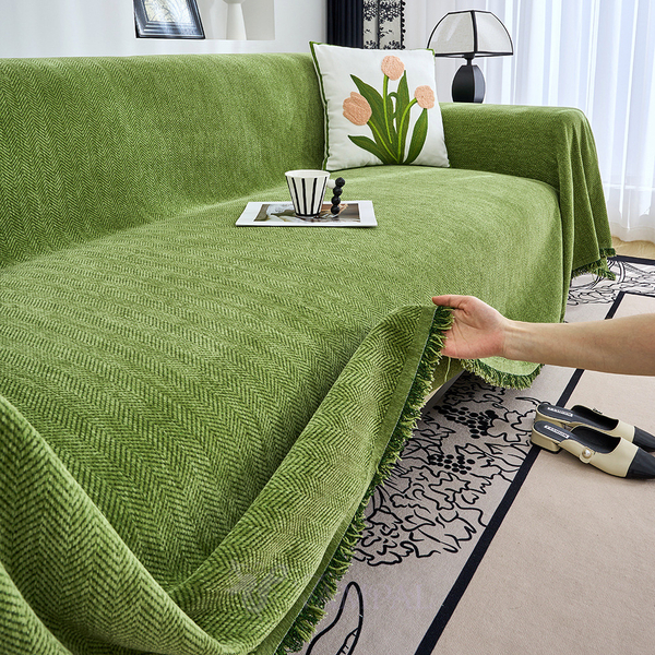 herringbone Chenille Full Coverage Sofa Cover
