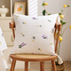 rustic Linen Lavender Floral Embroidered Throw Pillow Cover