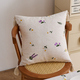rustic Linen Lavender Floral Embroidered Throw Pillow Cover