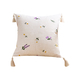 rustic Linen Lavender Floral Embroidered Throw Pillow Cover