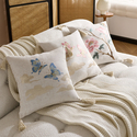 chinese Style Embroidered Throw Pillow Cover With Tassels