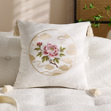 chinese Style Embroidered Throw Pillow Cover With Tassels