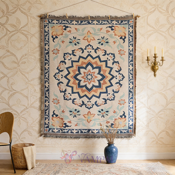 geometric Floral Tapestry Wall Hanging For Living Room Bedroom Decor
