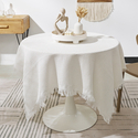 french Cotton Linen Tassel Tablecloth Round Cover