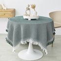 french Cotton Linen Tassel Tablecloth Round Cover
