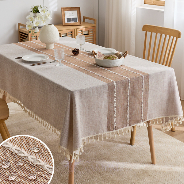 tassel Waterproof Cotton Linen Tablecloth