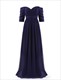 Langes Prom-Kleid mit schulterfreiem Ausschnitt, V-Rücken und halben Ärmeln