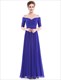 Langes Prom-Kleid mit schulterfreiem Ausschnitt, V-Rücken und halben Ärmeln