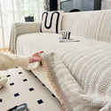 chenille Fishbone Pattern Sofa Cover Vintage Full Wrap Slipcover